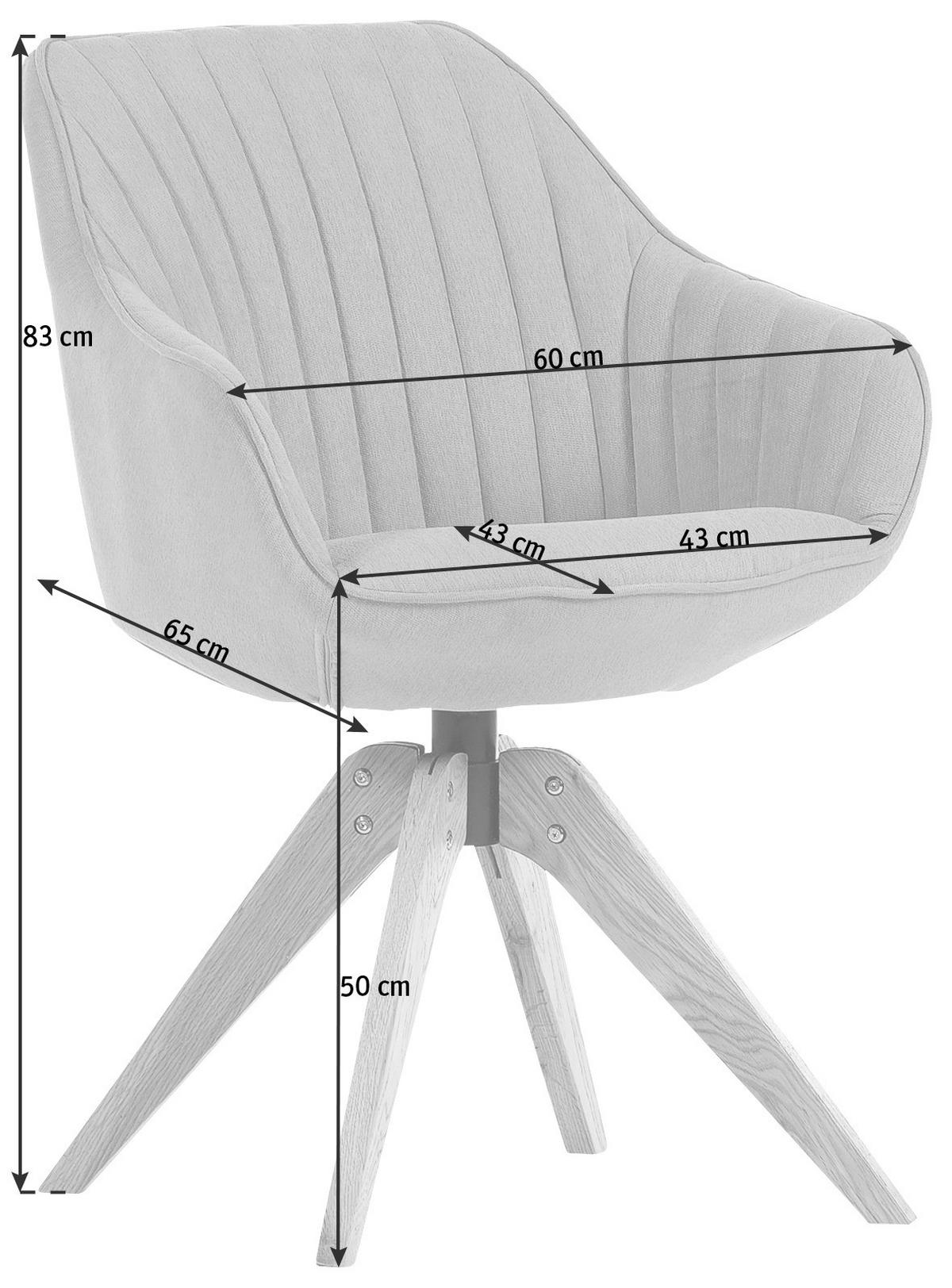 ARMLEHNSTUHL  Stoffauswahl, Sitzfläche 360° drehbar Cord  - Eichefarben/Beige, LIFESTYLE, Holz/Textil (60/83/65cm) - home24