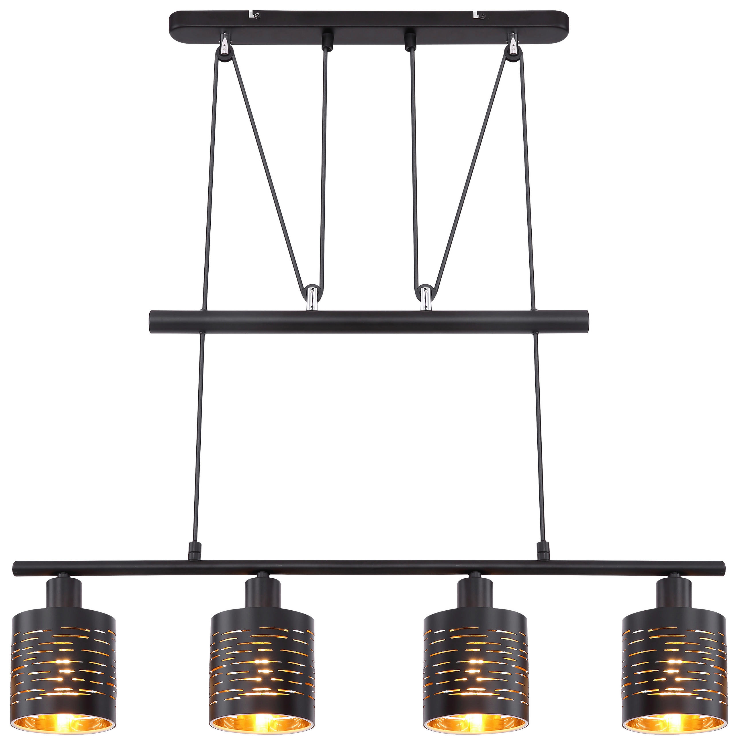 HÄNGELEUCHTE 70/10/180 cm   - Goldfarben/Schwarz, Design, Kunststoff/Metall (70/10/180cm) - Globo