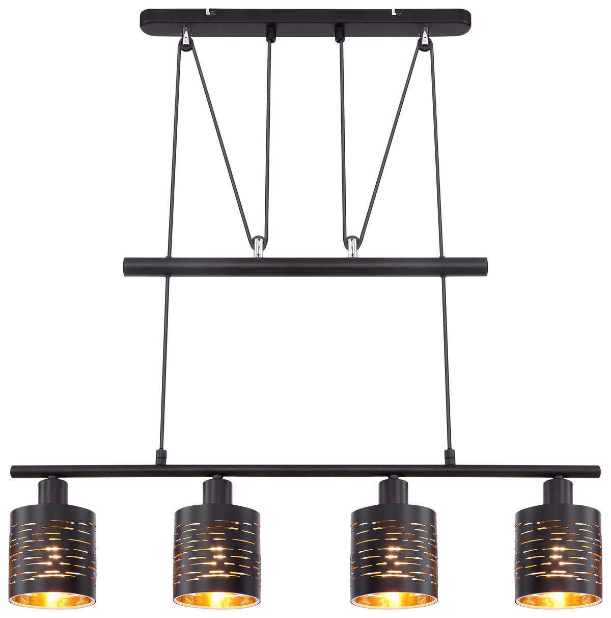 HÄNGELEUCHTE 70/10/180 cm  - Goldfarben/Schwarz, Design, Kunststoff/Metall (70/10/180cm) - Globo
