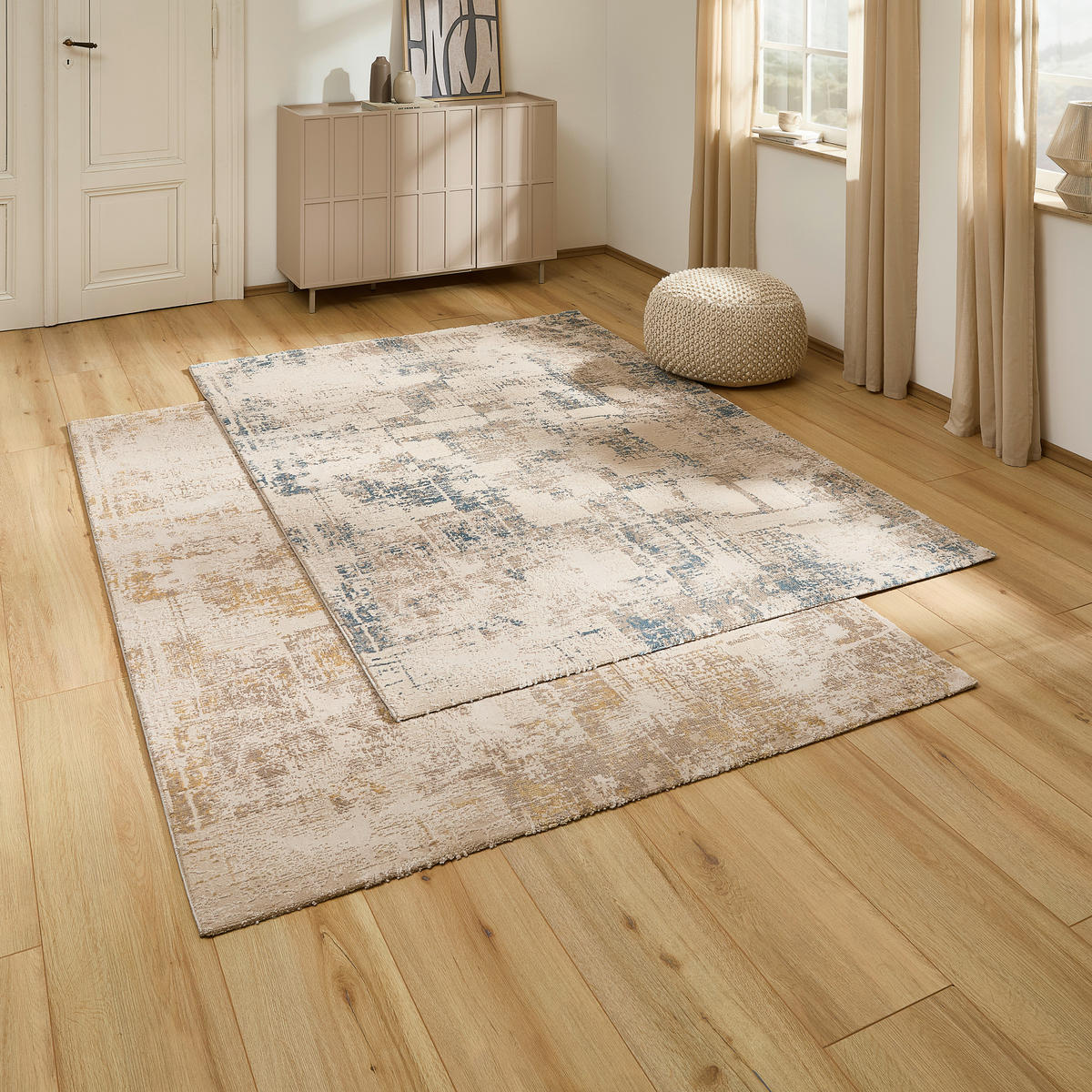 FLACHWEBETEPPICH Wohnzimmer 160/230 cm Blau, Beige rechteckig  - Blau/Beige, Trend, Textil (160/230cm) - Novel