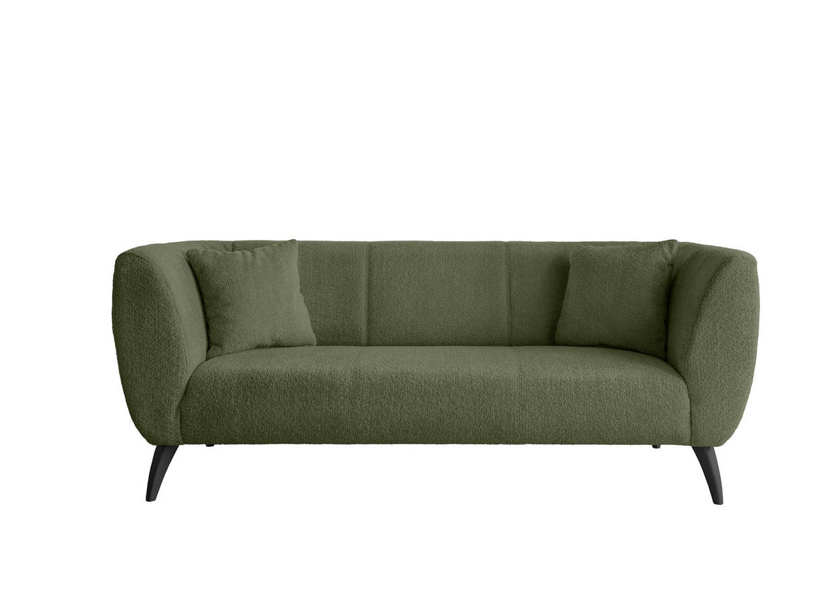 3-SITZER-SOFA in Bouclé Grün  - Schwarz/Grün, Modern, Holz/Textil (208/83/88cm) - MID.YOU