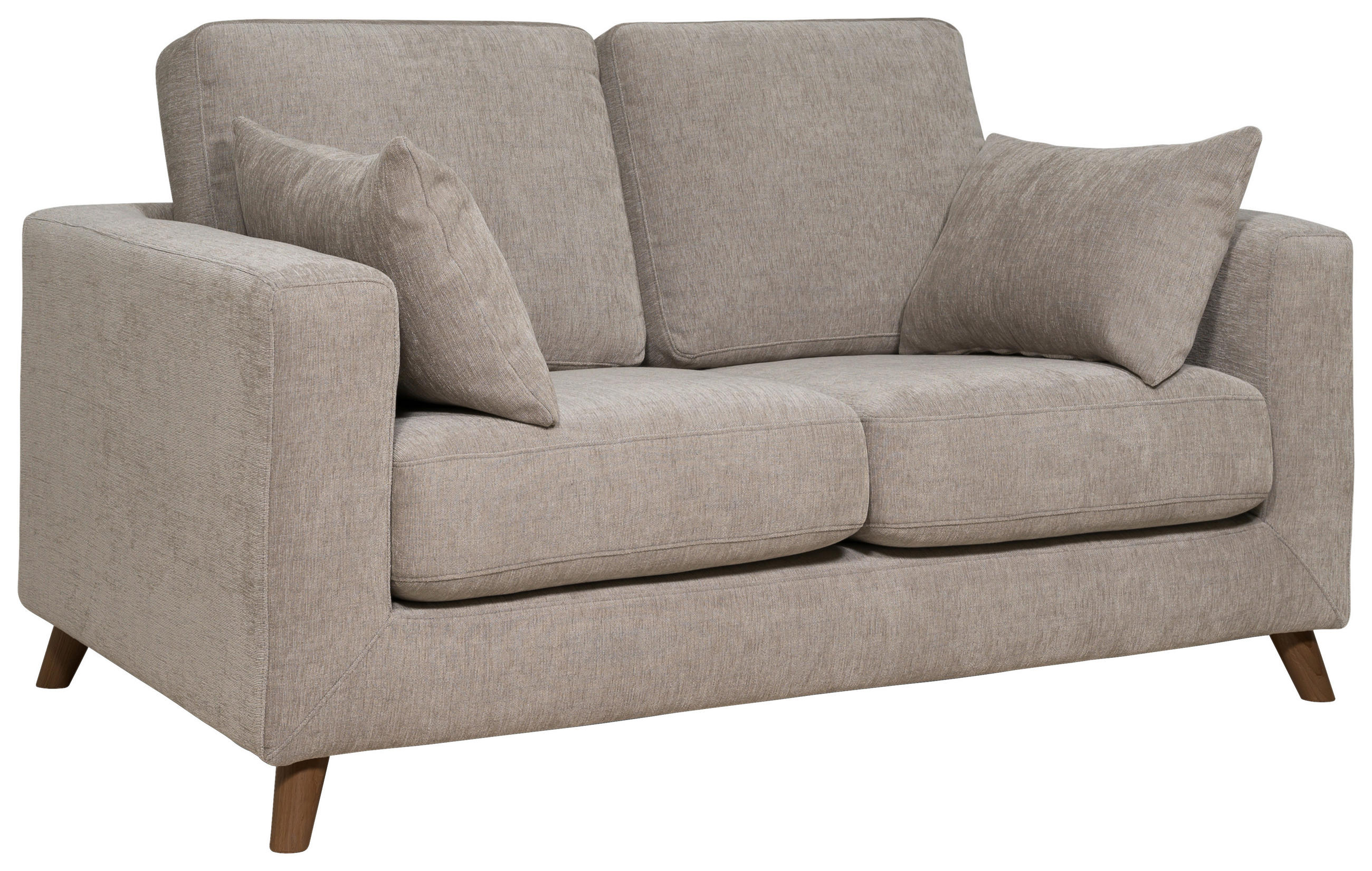 2-SITS SOFFA i trä, metall, textil brun, greige  - greige/brun, Klassisk, metall/trä (157/83/91cm) - Best Price