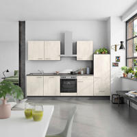 KÜCHENBLOCK Riva 300 cm  in Weiß, Schieferfarben  - Schieferfarben/Edelstahlfarben, MODERN, Holzwerkstoff/Metall (300cm) - Nobilia