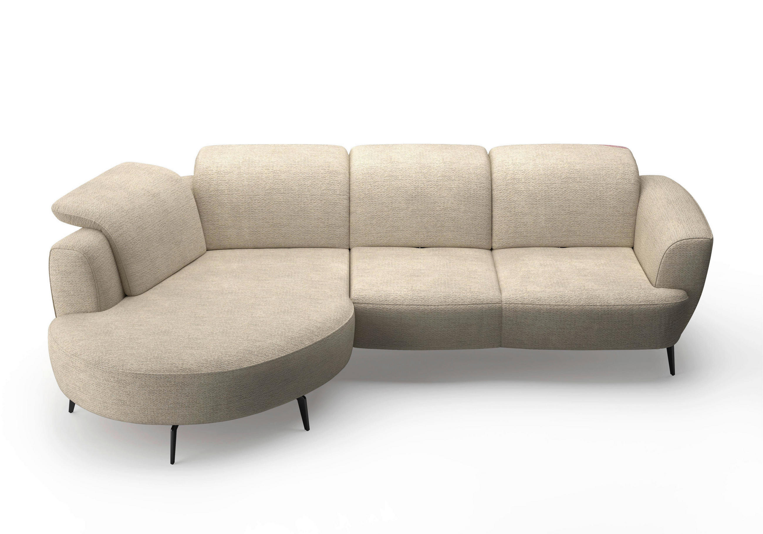ECKSOFA in Chenille Sandfarben  - Sandfarben/Schwarz, Konventionell, Textil/Metall (199/309cm) - Sit & More
