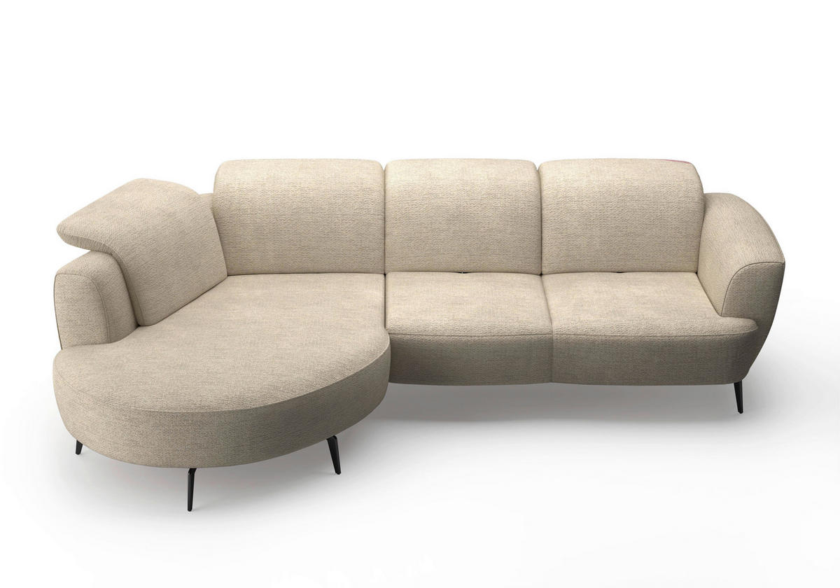 ECKSOFA in Chenille Sandfarben  - Sandfarben/Schwarz, Konventionell, Textil/Metall (199/309cm) - Sit & More