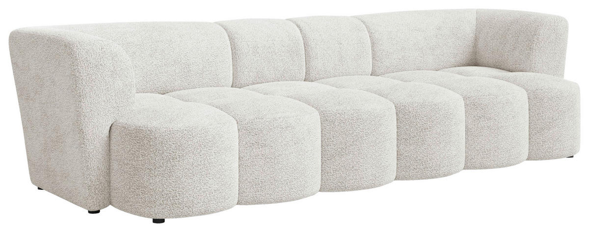 VIERSITZER-SOFA 307/84/107 cm  in Chenille Elfenbein  - Elfenbein/Schwarz, MODERN, Kunststoff/Textil (307/84/107cm) - Milino