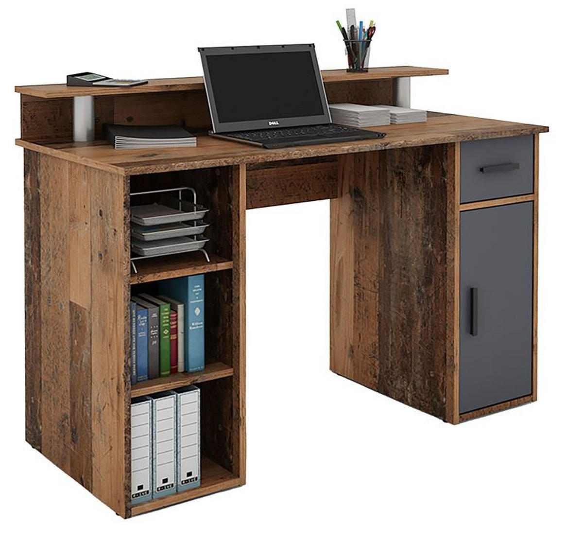 SCHREIBTISCH 120/88/55 cm  in Alteiche  - Alteiche/Anthrazit, MODERN, Holzwerkstoff/Kunststoff (120/88/55cm) - MID.YOU