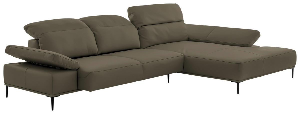 ECKSOFA  in Echtleder Braun  322/206 cm  - Schwarz/Braun, MODERN, Leder/Metall (322/206cm) - Chilliano