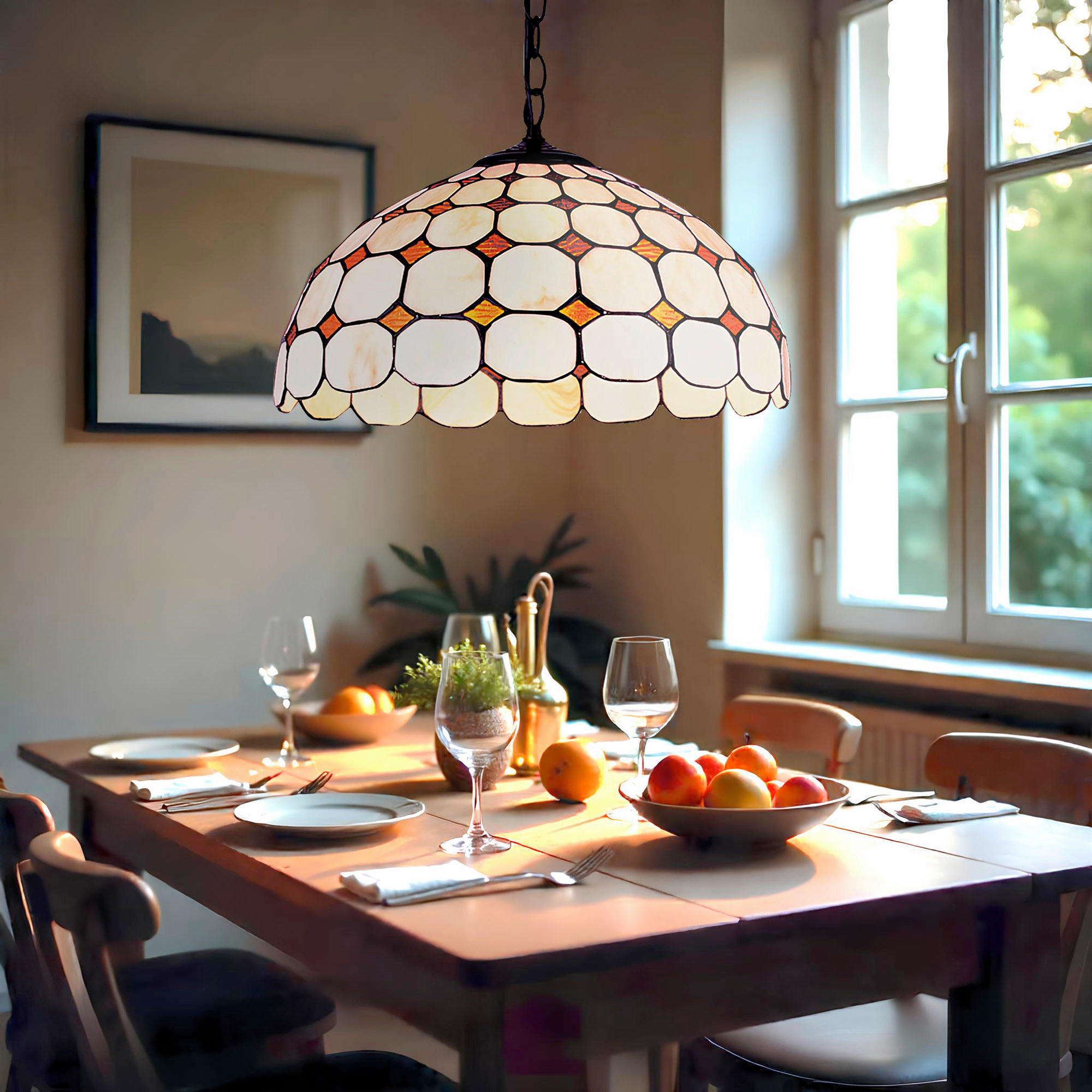 FÜGGŐLÁMPA 40/22/40 cm  - barna/többszínű, Basics, Üveg/fém (40/22/40cm)