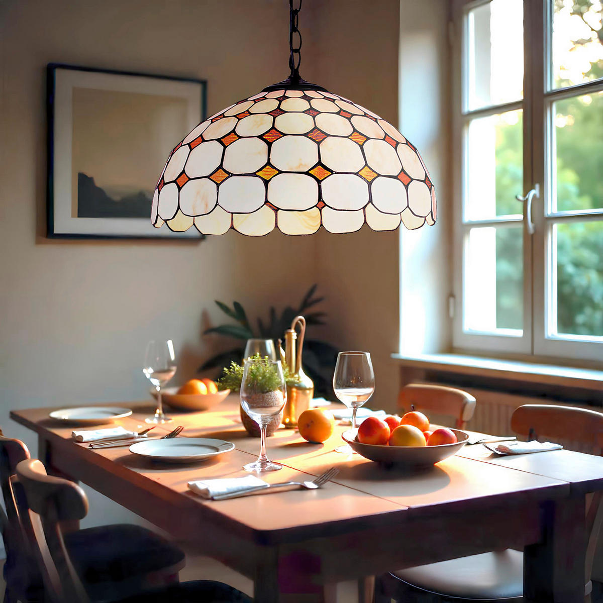 FÜGGŐLÁMPA 40/22/40 cm  - barna/többszínű, Basics, Üveg/fém (40/22/40cm)