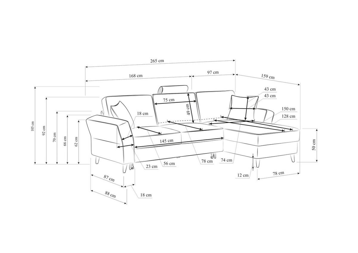 ECKSOFA in Flachgewebe Dunkelgrau  - Eichefarben/Dunkelgrau, Konventionell, Holz/Textil (265/159cm) - Carryhome