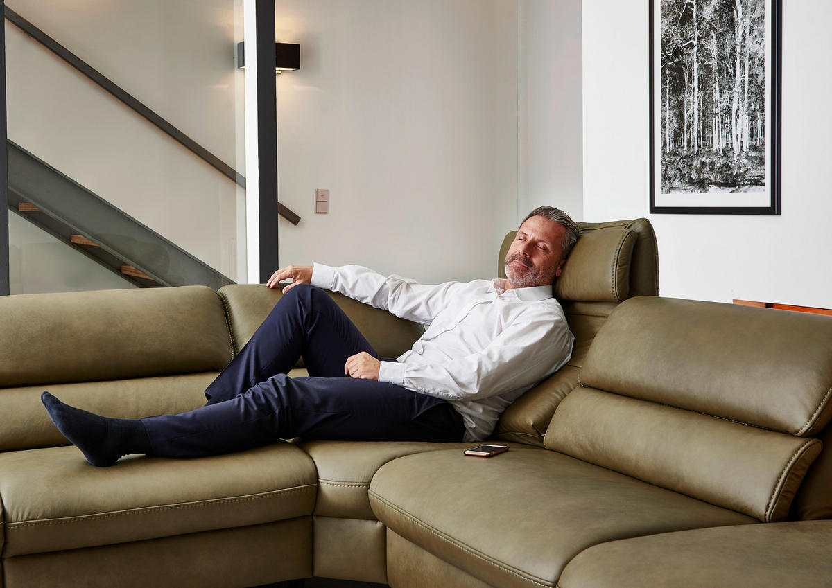ECKSOFA in Echtleder Schlammfarben  - Schlammfarben/Schwarz, Design, Leder/Metall (280/246cm) - Hukla