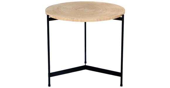 COUCHTISCH Baumscheibe Eiche furniert rund Schwarz, Eichefarben - Eichefarben/Schwarz, MODERN, Holz/Holzwerkstoff (50/50/46,5cm) - Waldwelt