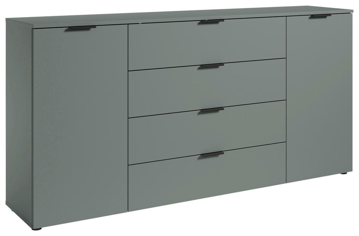 KOMODA S VRATIMA - žalfijazelena/crna, Osnovno, pločasti materijal/plastika (180/90/40cm) - Xora