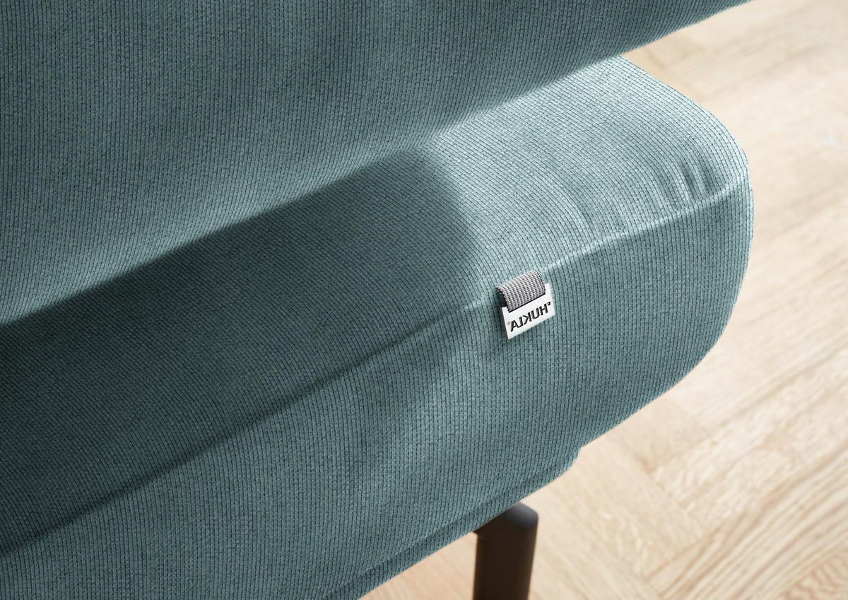 ECKSOFA in Chenille Türkis  - Türkis/Schwarz, Design, Textil/Metall (305/224cm) - Dieter Knoll