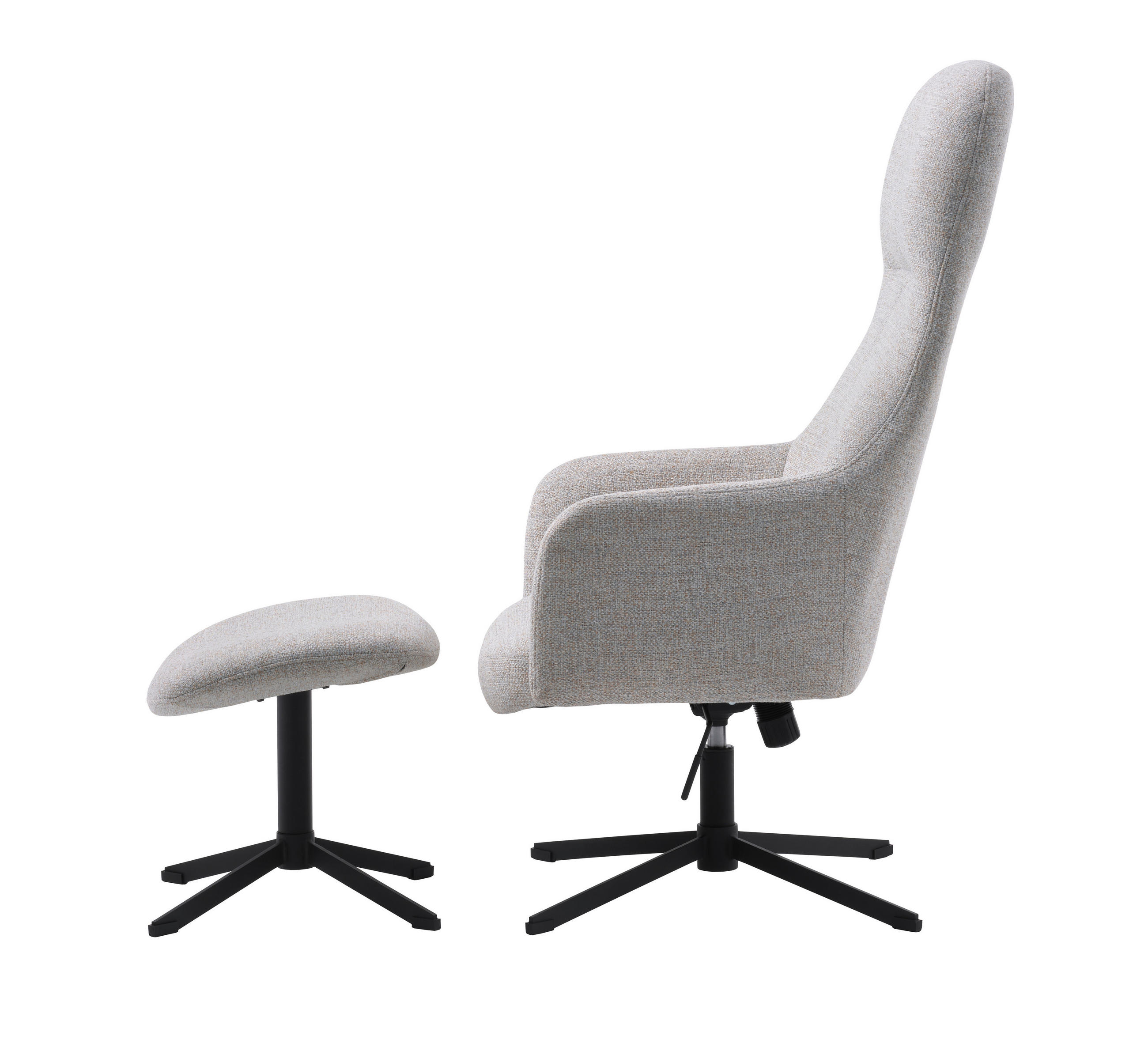 Thumbnail - Livetastic Relaxsesselset Manning Recliner & Footstool Natural, Grau, Textil, 67x116.5x78 cm, Relaxfunktion, Wohnzimmer,...