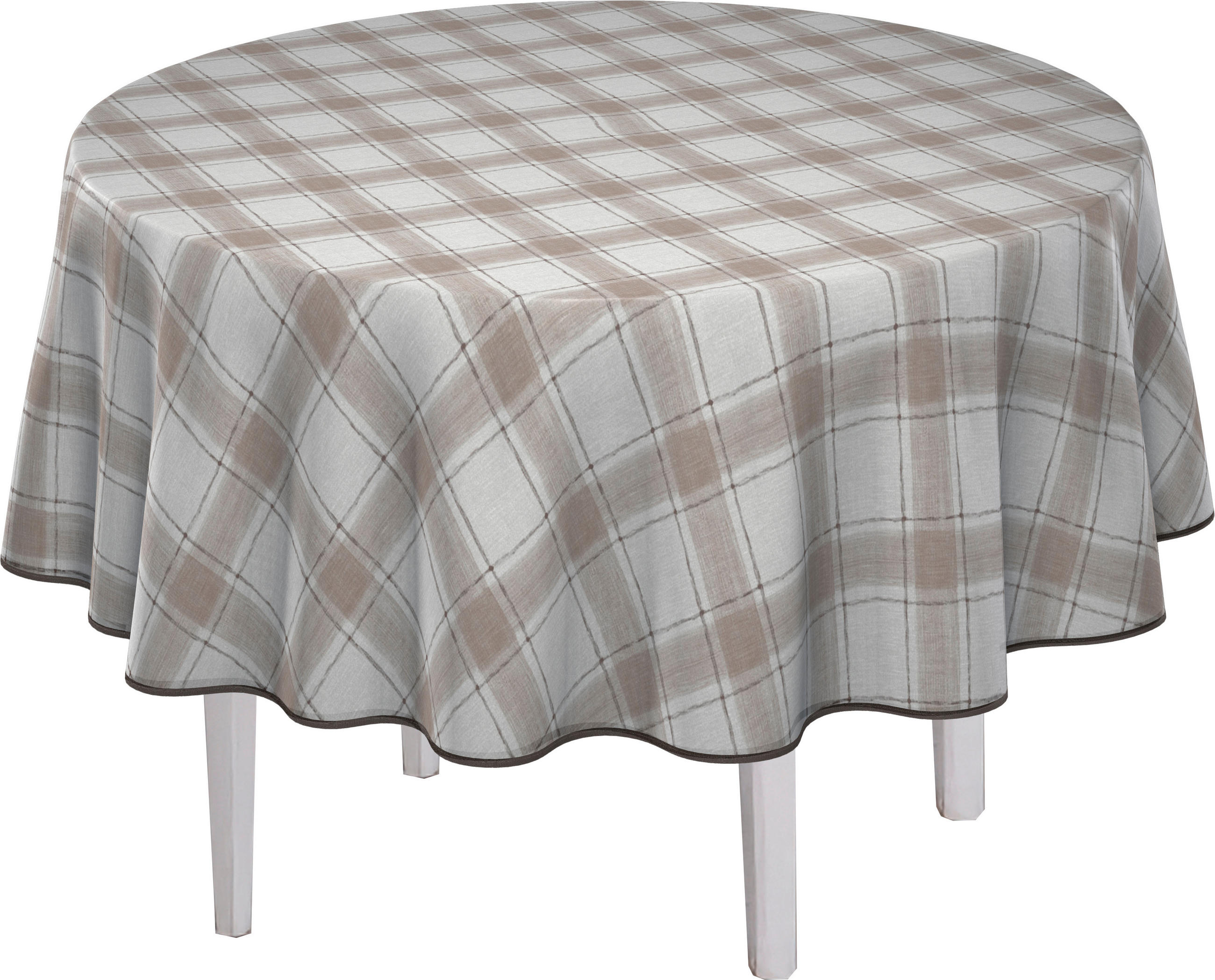TISCHDECKE KARO 140 cm  - Braun, ROMANTIK / LANDHAUS, Textil (140cm) - Peyer Syntex