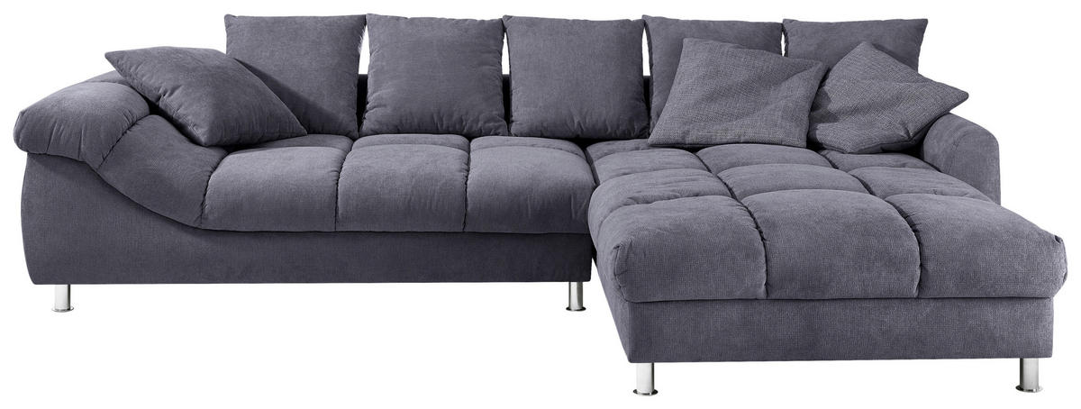 ECKSOFA in Webstoff Dunkelgrau  337/228 cm  - Dunkelgrau, Design, Textil/Metall (337/228cm) - Carryhome