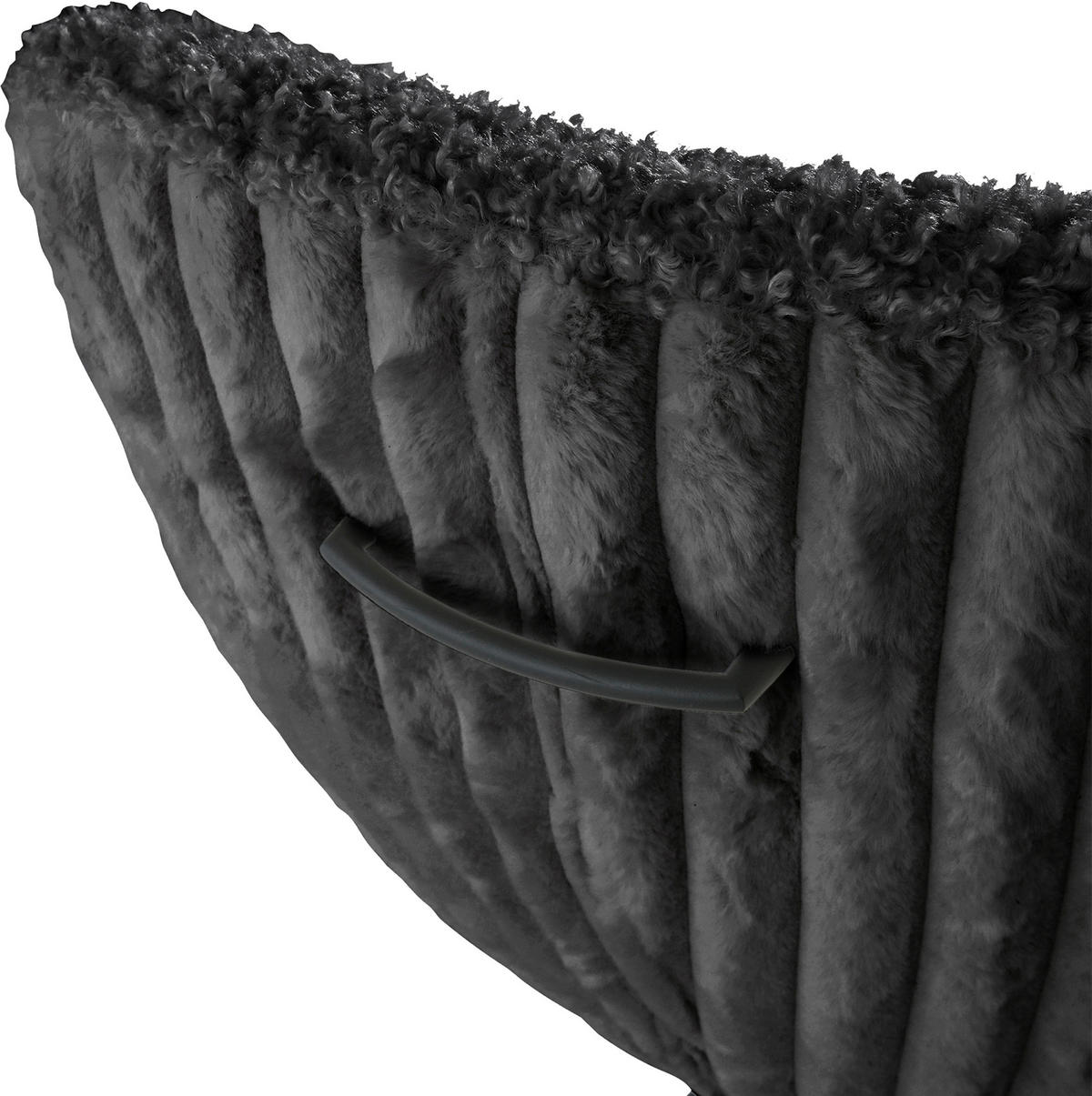 ARMLEHNSTUHL  in Eisen Plüsch, Teddystoff  - Dunkelgrau/Schwarz, LIFESTYLE, Textil/Metall (65/68/90cm) - home24
