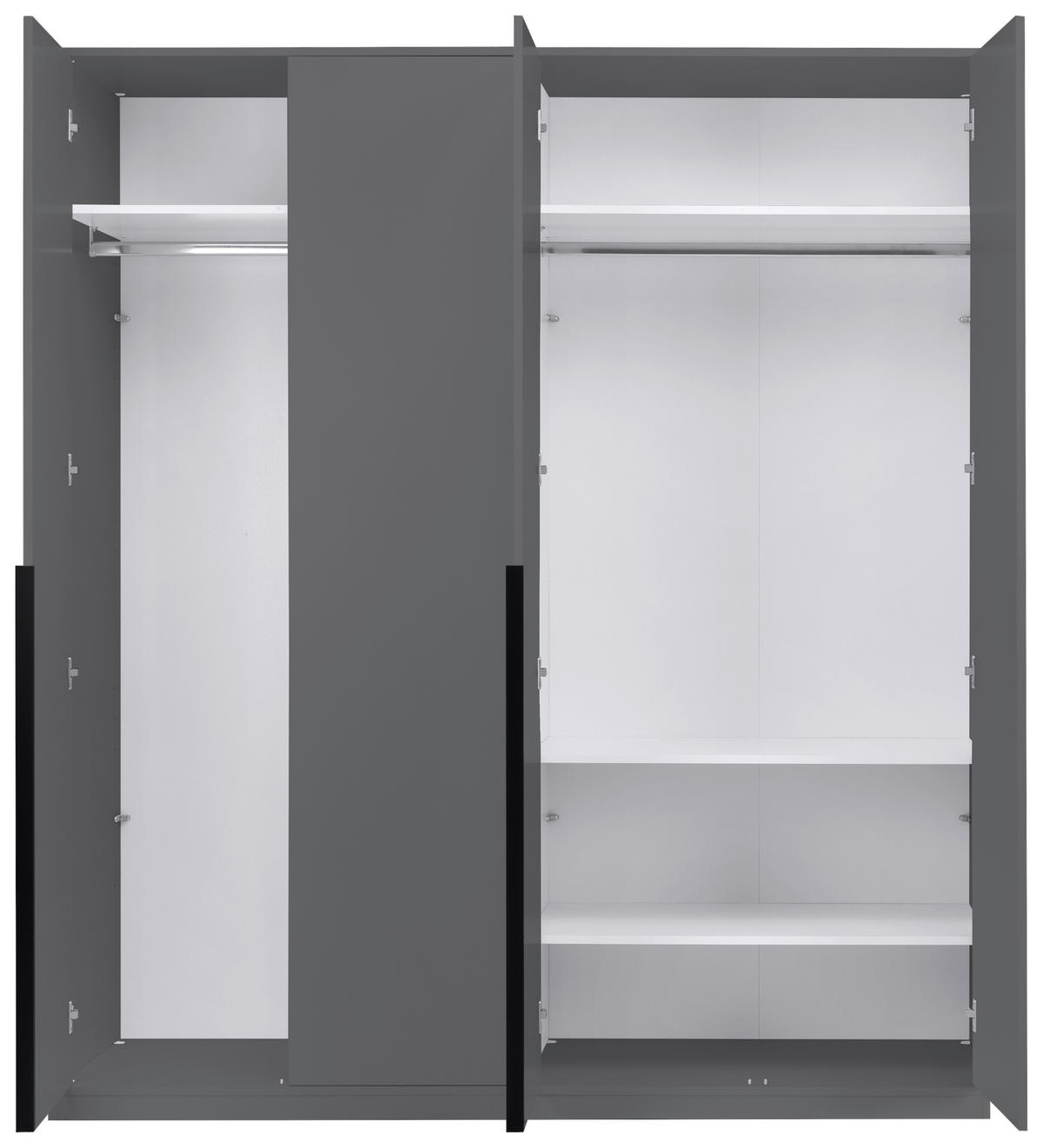 DREHTÜRENSCHRANK 185/211/53 cm,  in Graphitfarben, 4-türig  - Graphitfarben/Schwarz, MODERN, Holzwerkstoff/Metall (185/211/53cm) - MID.YOU