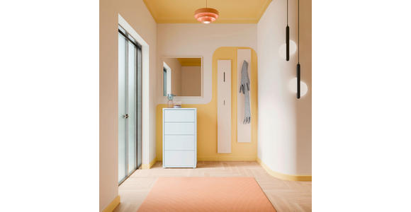 KOMMODE , 55/99/35 cm, 4 Schublade(n)  - Silberfarben/Hellgrau, Trend, Holzwerkstoff/Kunststoff (55/99/35cm) - Carryhome