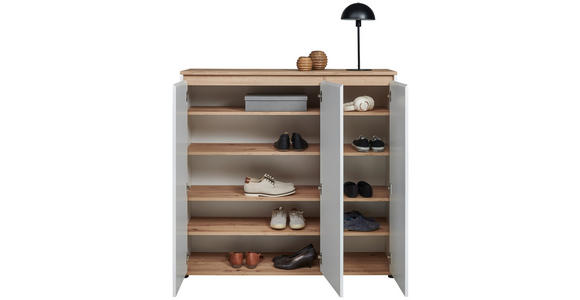 SCHUHSCHRANK 120/115/38 cm  - Schwarz/Weiß, MODERN, Holzwerkstoff/Kunststoff (120/115/38cm) - Carryhome