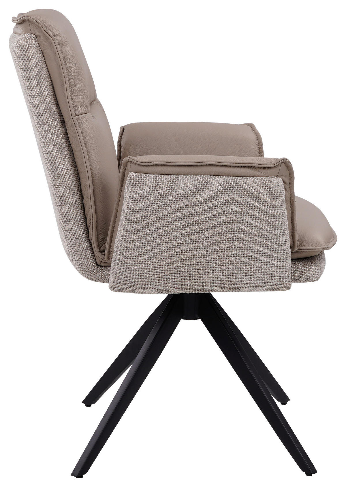 ARMLEHNSTUHL  in Eisen Webstoff Echtleder pigmentiert  - Taupe/Schwarz, Design, Leder/Textil (63/89/65cm) - Novel
