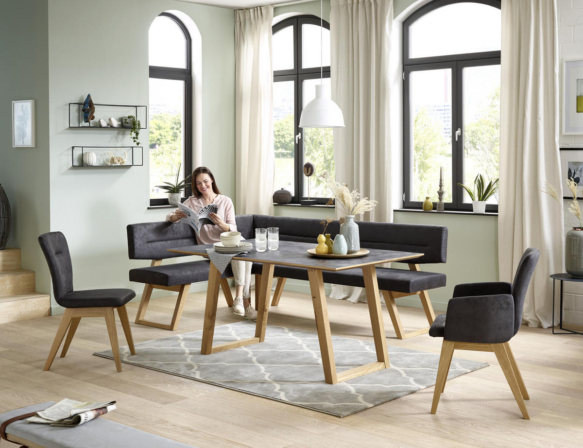 ESSTISCH in Holz, Kunststoff 220/100/76 cm  - Eichefarben/Grau, KONVENTIONELL, Holz/Kunststoff (220/100/76cm) - Dieter Knoll