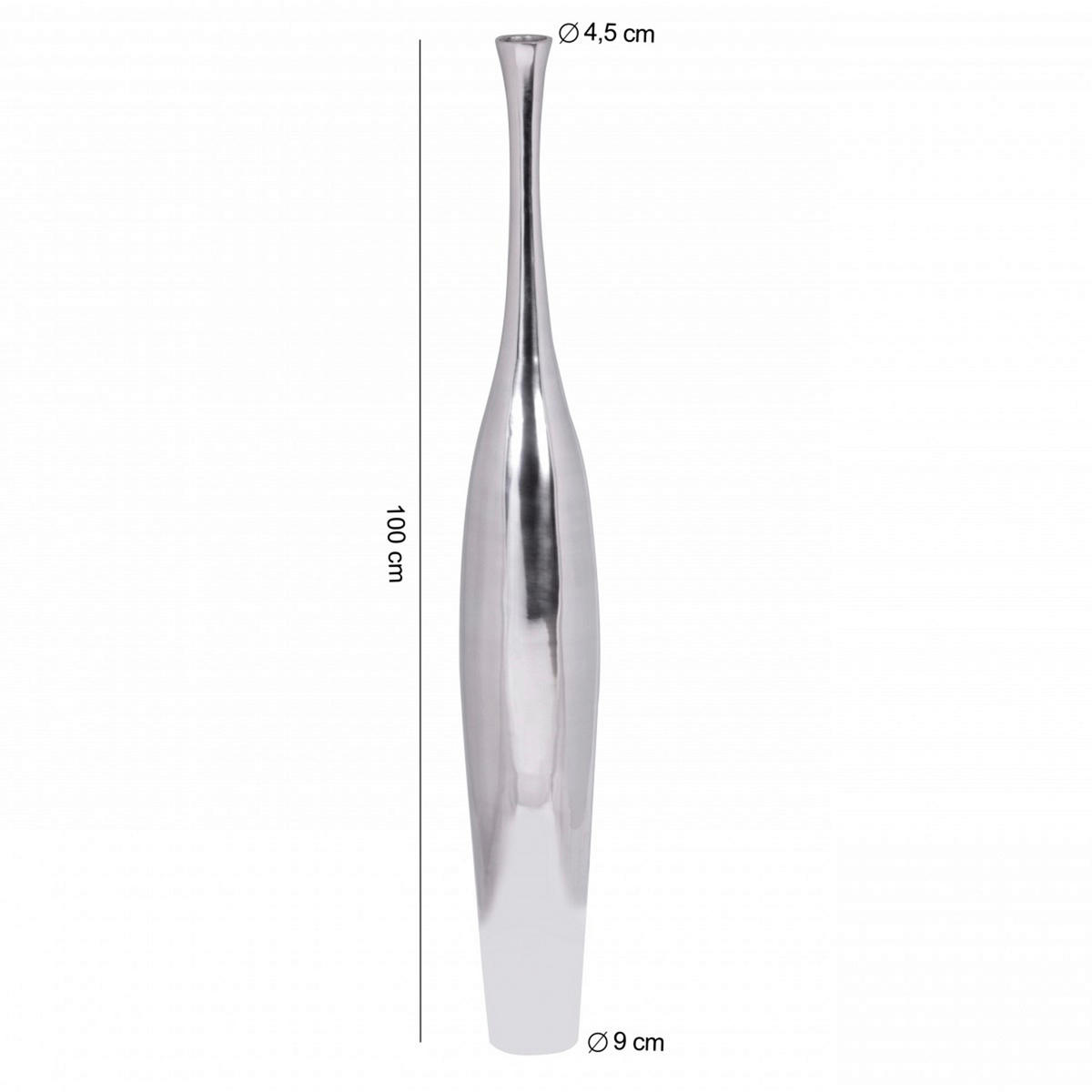 DEKOVASE  - Silberfarben, Modern, Metall (13/100/13cm) - MID.YOU
