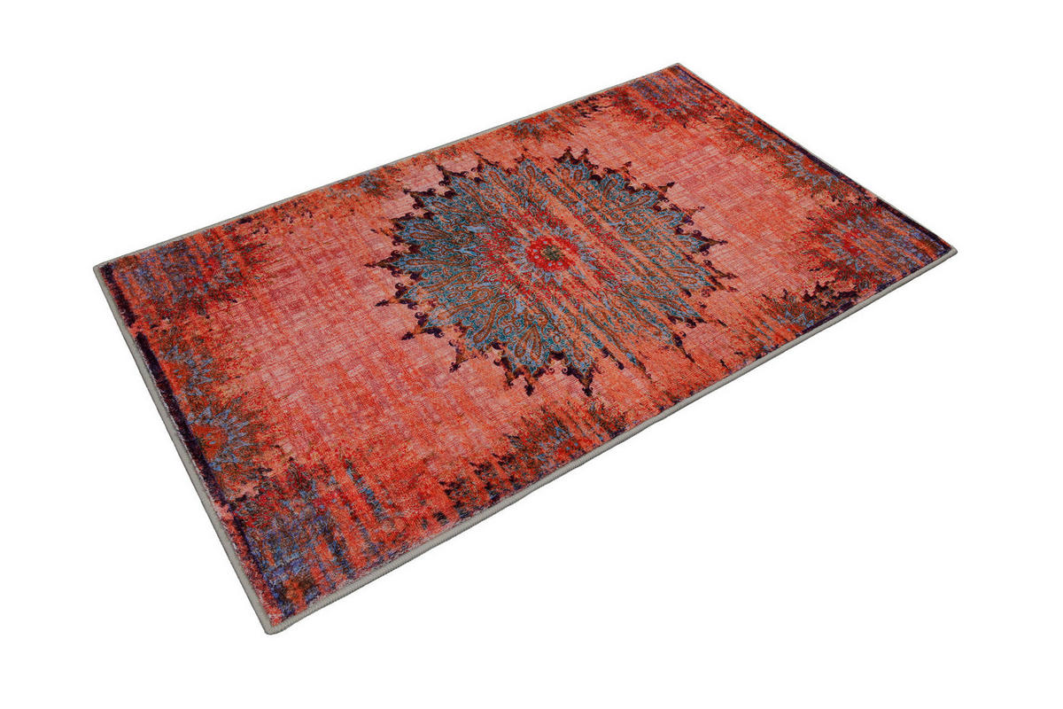 BADTEPPICH Blau, Rot 80/150 cm  - Blau/Rot, Basics, Kunststoff/Textil (80/150cm) - WECON HOME