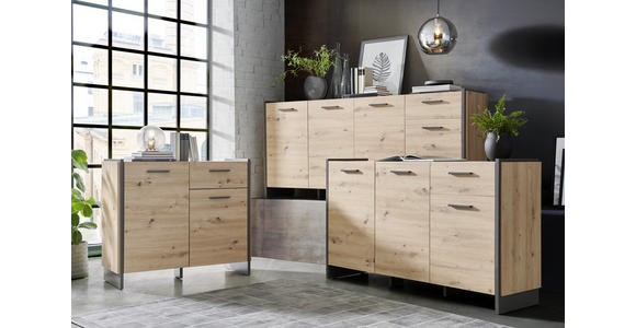 SIDEBOARD 186,5/86,1/41,3 cm  - Eichefarben/Eiche Artisan, Trend, Holzwerkstoff/Kunststoff (186,5/86,1/41,3cm) - Hom`in