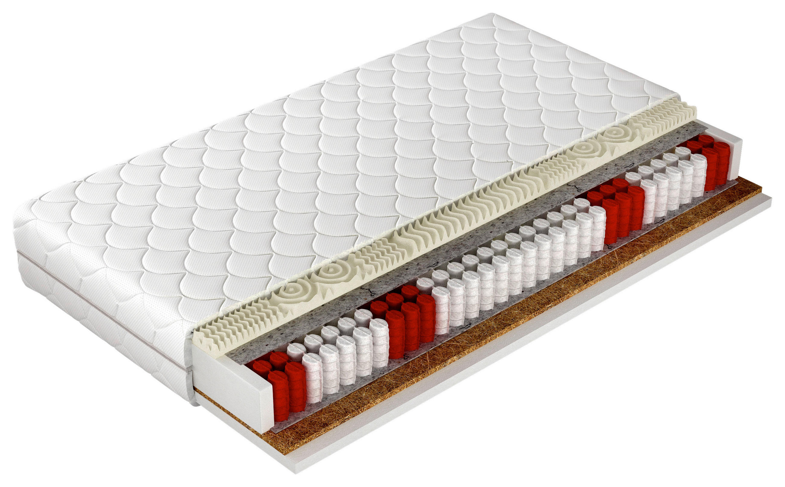 TASCHENFEDERKERNMATRATZE LIVE VISCO mit Kokos, 90/200 cm, Höhe ca.: 20 cm, Wendematratze mit unterschiedlichen Härtegraden, H2 + H3 = mittel + fest, 7-Zonen - Textil (90/200cm)