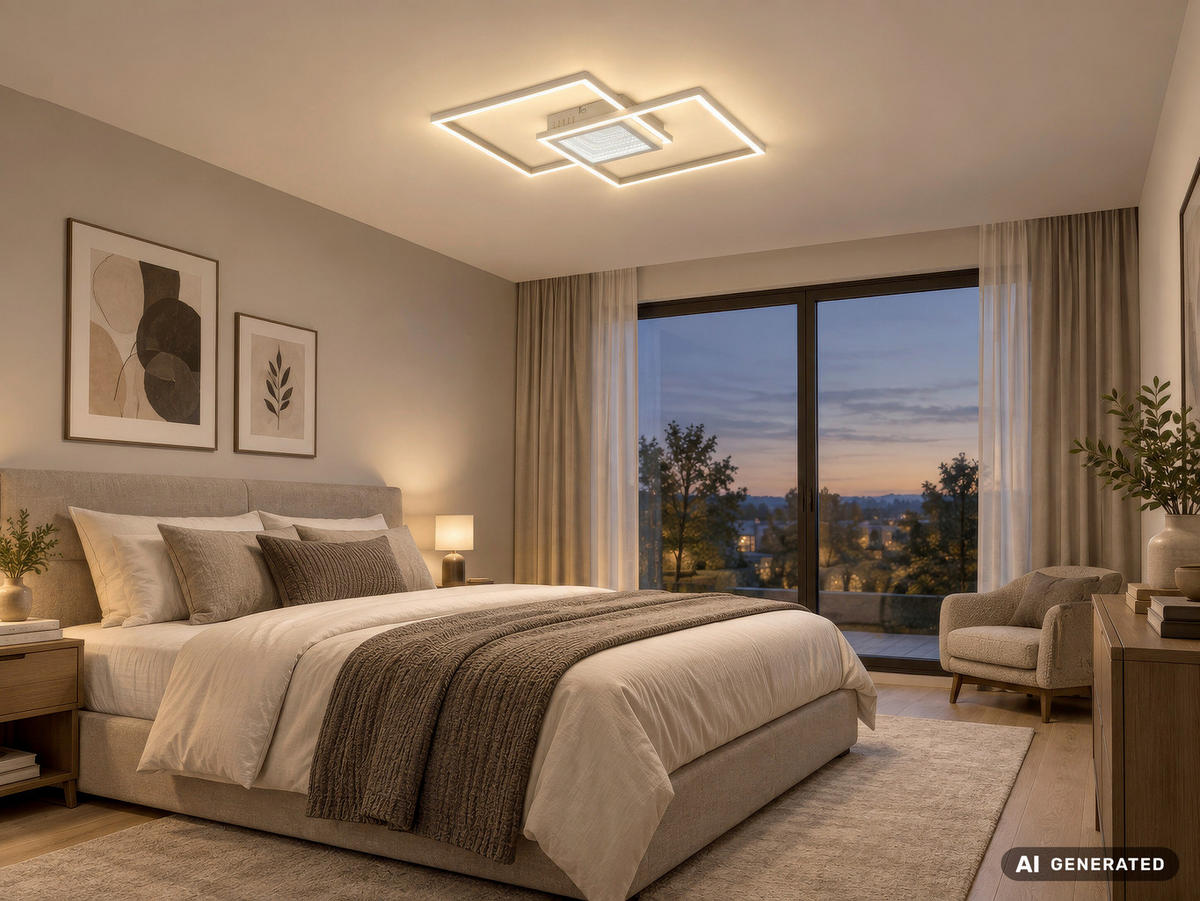 LED-DECKENLEUCHTE Saunders 42,6/42,6/5 cm  - Sandfarben/Opal, Design, Kunststoff/Metall (42,6/42,6/5cm) - Globo