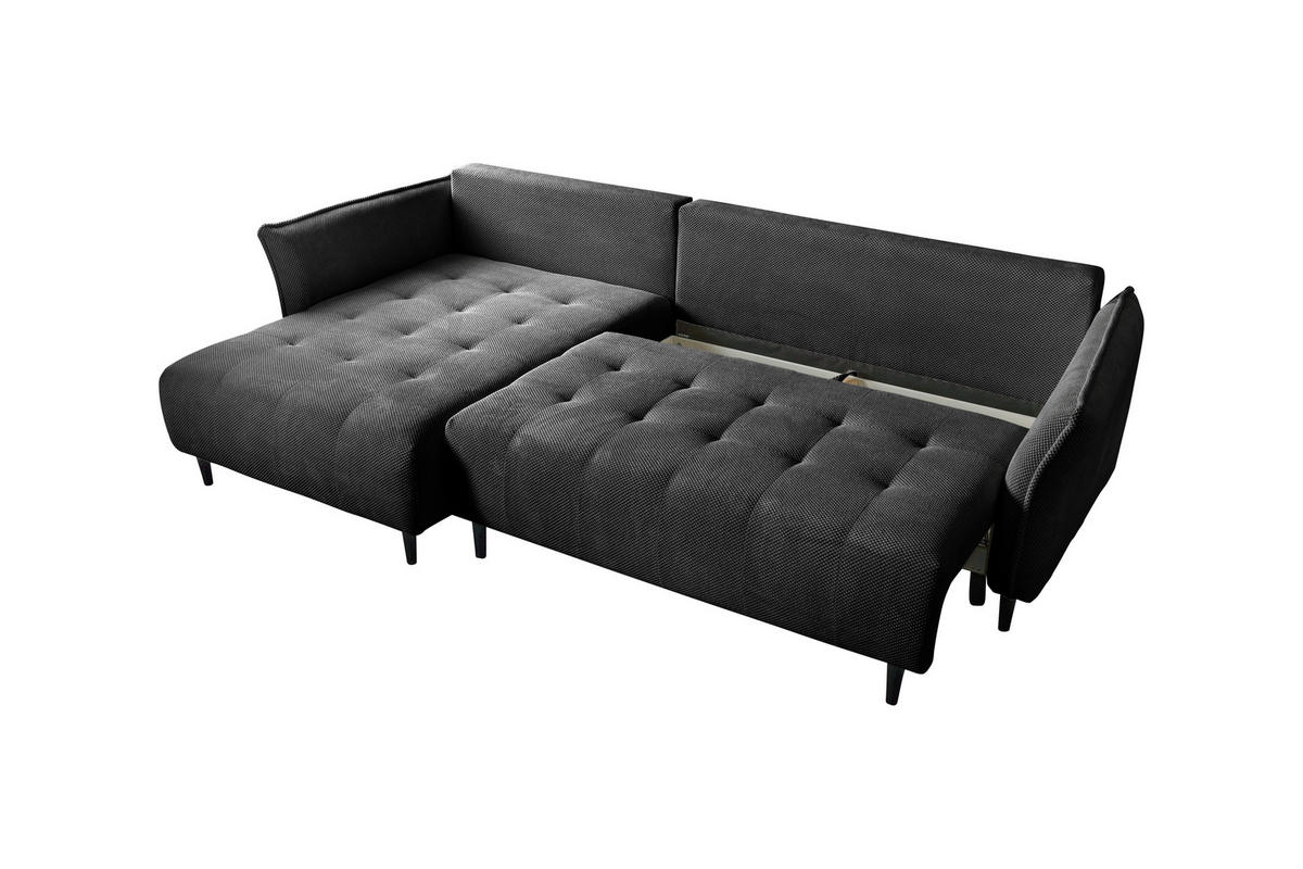 ECKSOFA MONTE CARLO Schwarz Struktur, Plüsch  - Schwarz, Trend, Textil (160/290cm) - MID.YOU