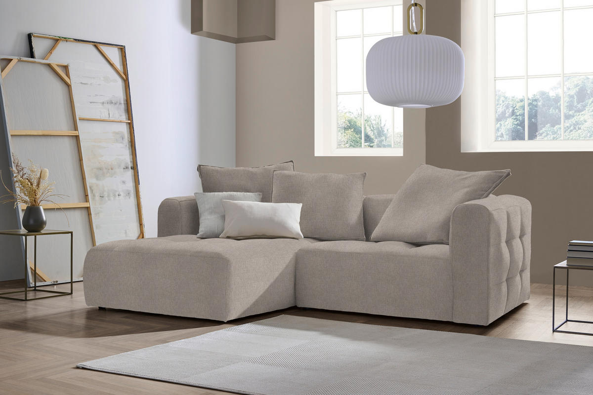 ECKSOFA MOSSO Hellgrau Chenille  - Hellgrau/Schwarz, MODERN, Kunststoff/Textil (173/240cm) - Stylife