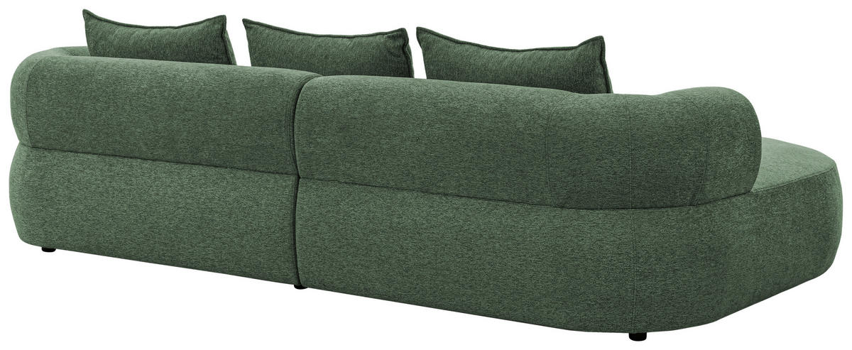 ECKSOFA in Chenille Grün  156/256 cm  - Schwarz/Grün, Design, Kunststoff/Textil (156/256cm) - Livetastic