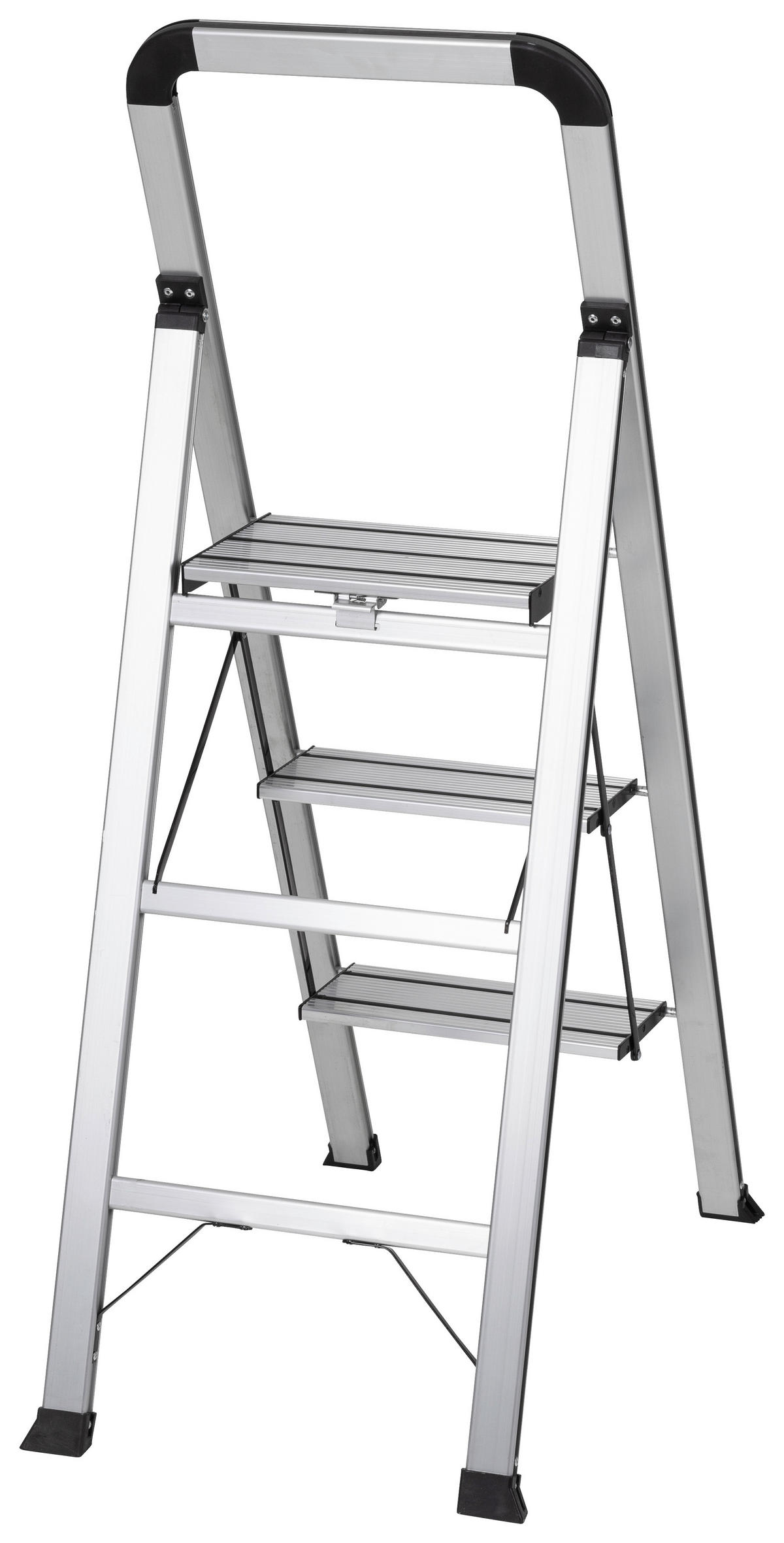 KLAPPTRITTLEITER - Alufarben, Basics, Metall (42/128/5cm) - MID.YOU