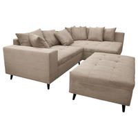 KUTNA GARNITURA tekstil  svijetlo smeđa   - svijetlo smeđa/crna, Design, tekstil/drvo (247/174cm) - MID.YOU
