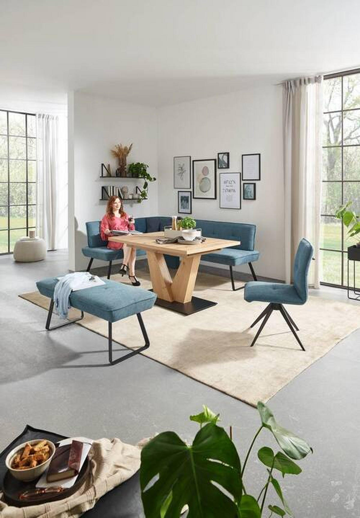 HOCKERBANK 118/50/51 cm   - Blau/Schwarz, Design, Holz/Holzwerkstoff (118/50/51cm) - Dieter Knoll