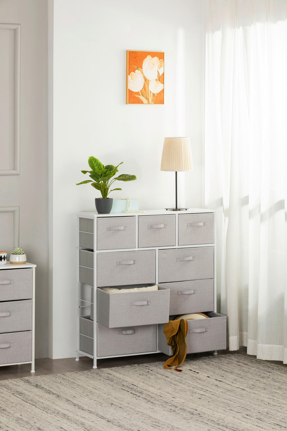 KOMMODE  in 96/104/30 cm  - Weiß/Grau, MODERN, Holzwerkstoff/Textil (96/104/30cm) - PBJ