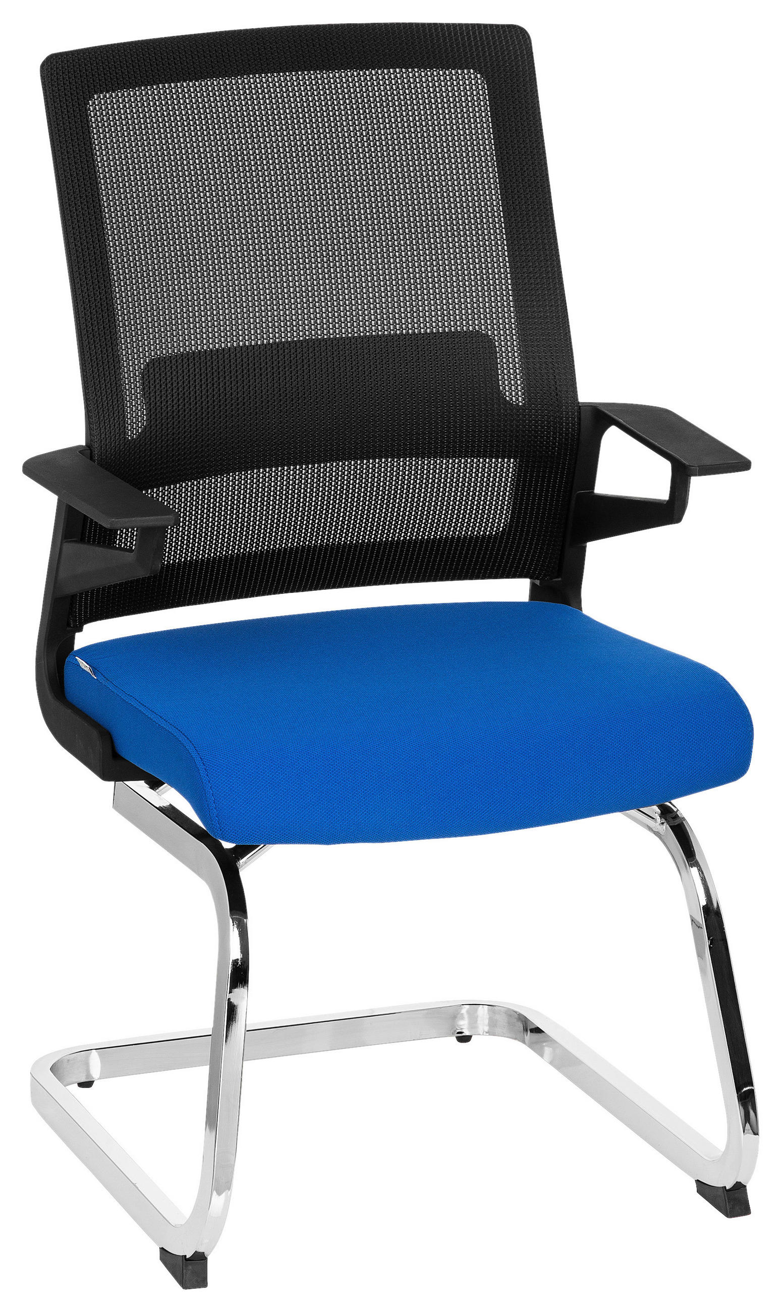 BESUCHERSTUHL  in Flachgewebe, Netzbespannung Blau, Schwarz  - Blau/Chromfarben, MODERN, Kunststoff/Textil (59/95/54cm) - MID.YOU