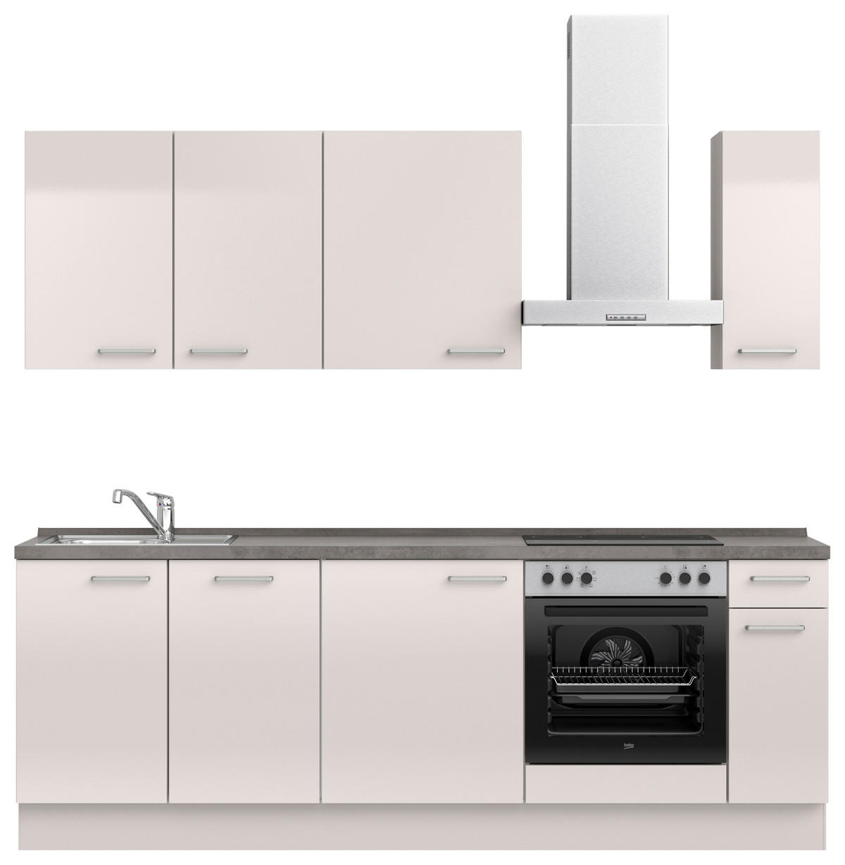 KÜCHENBLOCK Flash 240 cm  in Schieferfarben, Seidengrau  - Schieferfarben/Edelstahlfarben, MODERN, Holzwerkstoff/Metall (240cm) - Nobilia