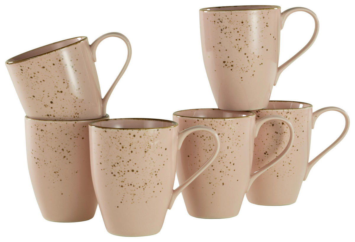 SET KAFFEMUGGAR 6 delar  - ljusrosa, Trend, keramik (300ml) - Creatable