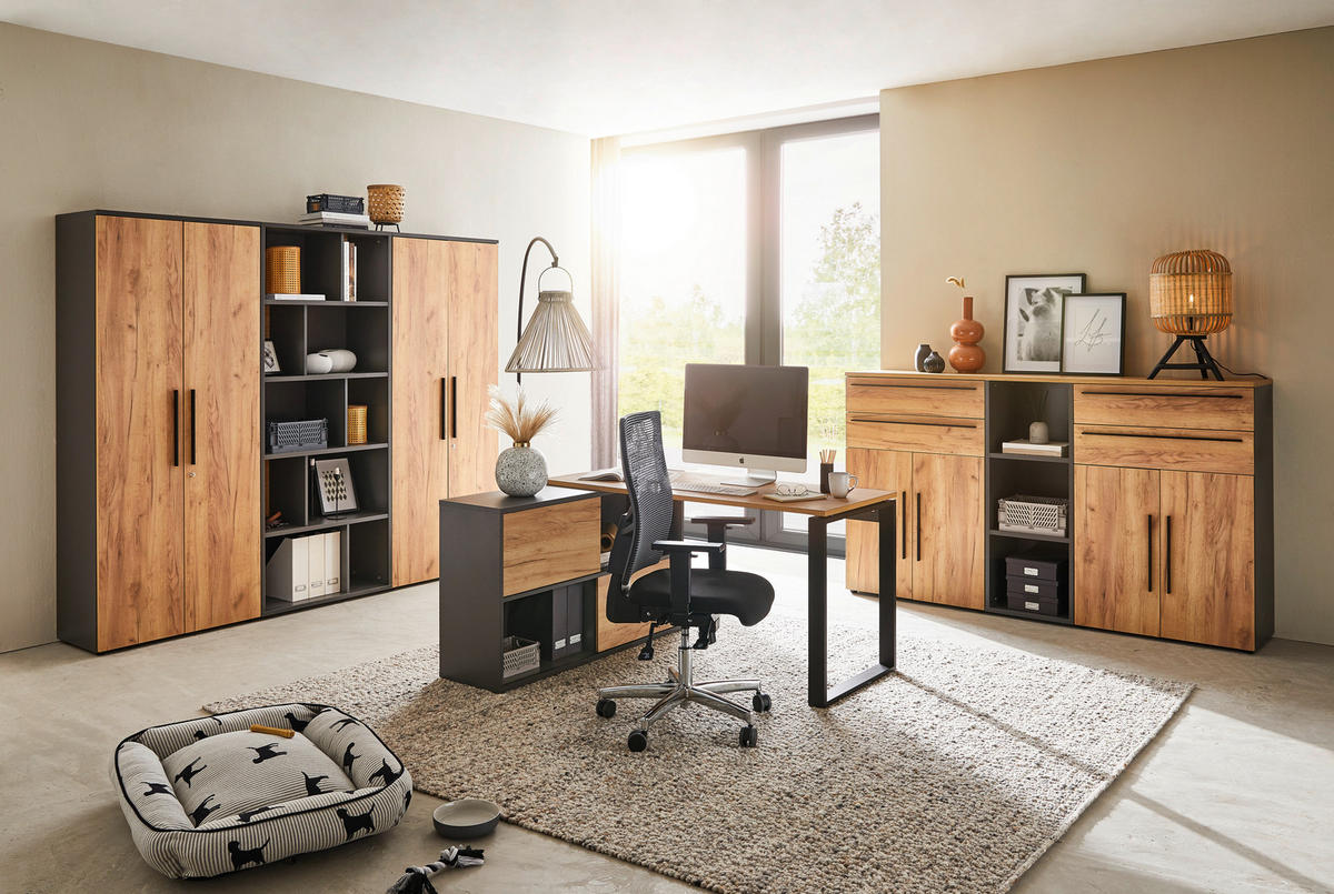 AKTENSCHRANK Graphitfarben, Eichefarben  - Eichefarben/Graphitfarben, MODERN, Holzwerkstoff (80/197/40cm) - Novel