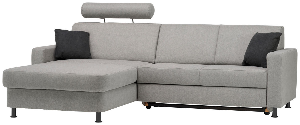 SEDEŽNA GARNITURA, tkanina platinaste barve  - platinaste barve/črna, Design, umetna masa/tekstil (165/257cm) - Xora