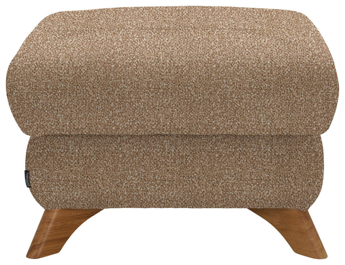 HOCKER in Textil Hellbraun  - Hellbraun/Eichefarben, Modern, Holz/Textil (65/47/65cm) - Valnatura