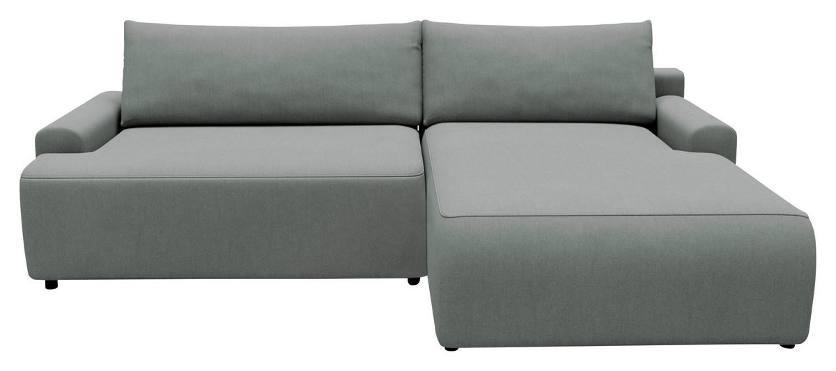 ECKSCHLAFSOFA in Struktur Grau  - Schwarz/Grau, Modern, Kunststoff/Textil (253/167cm) - Trendmanufaktur