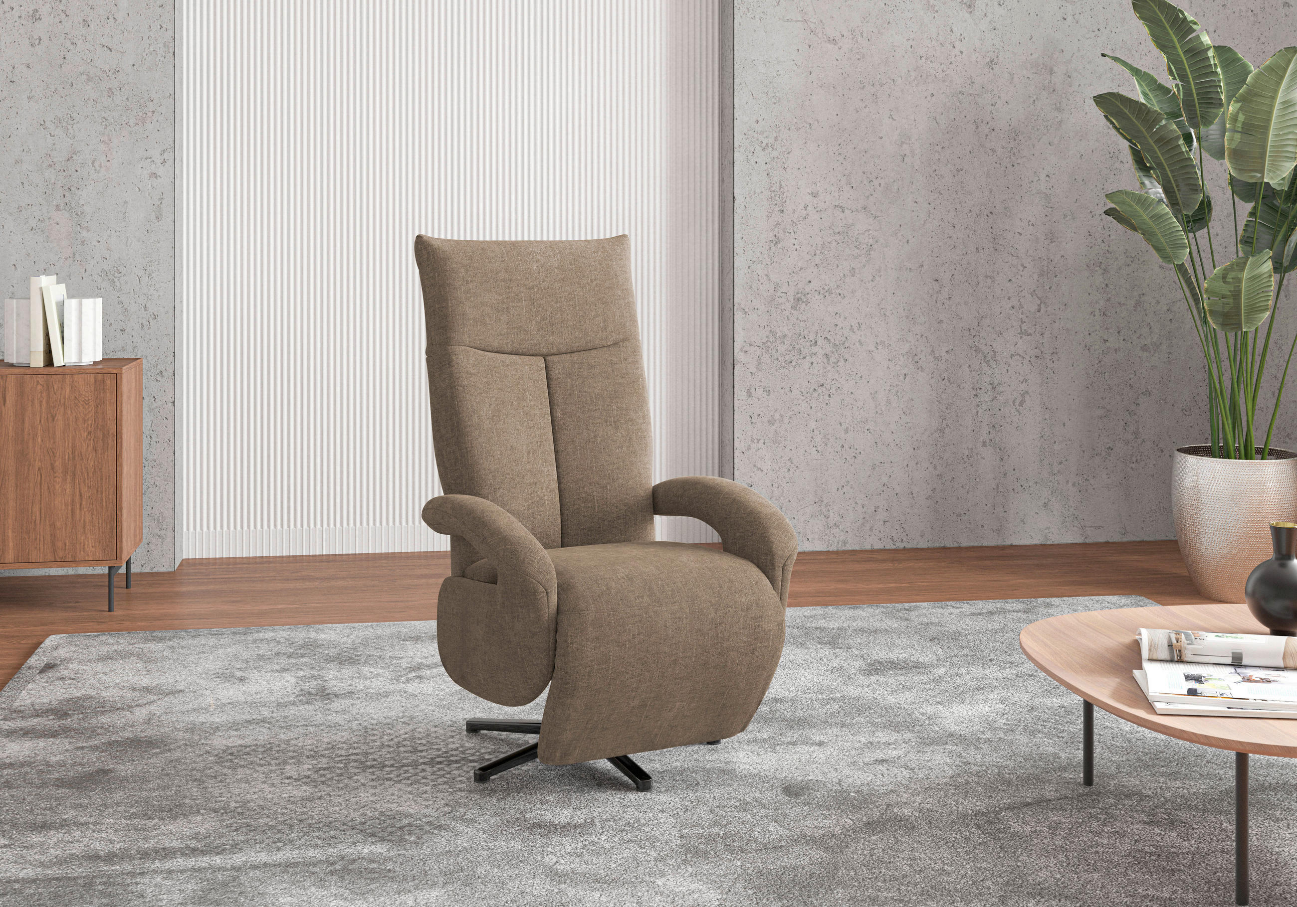 SESSEL in Flachgewebe Hellbraun - Hellbraun/Schwarz, Konventionell, Textil/Metall (74/112/82cm) - Sit & More