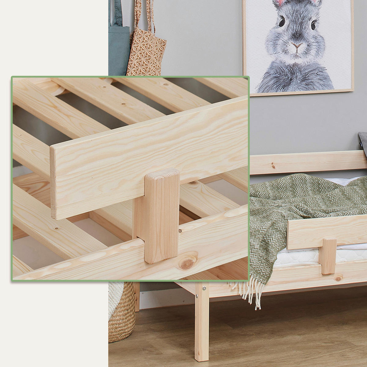 BETTSCHUTZGITTER  - Kieferfarben, MODERN, Holz (100/22,5/4cm) - MID.YOU