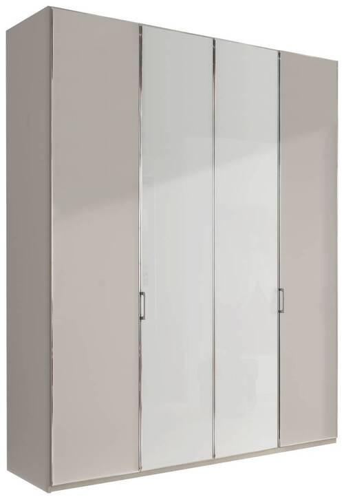 DREHTÜRENSCHRANK 200/216/58 cm 4-türig Grau, Weiß  - Chromfarben/Weiß, Design, Glas/Holzwerkstoff (200/216/58cm) - Novel